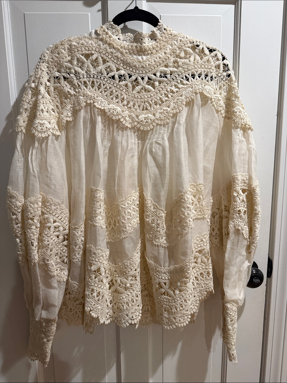 Zimmermann Ivory Crochet Lace Yoke Blouse